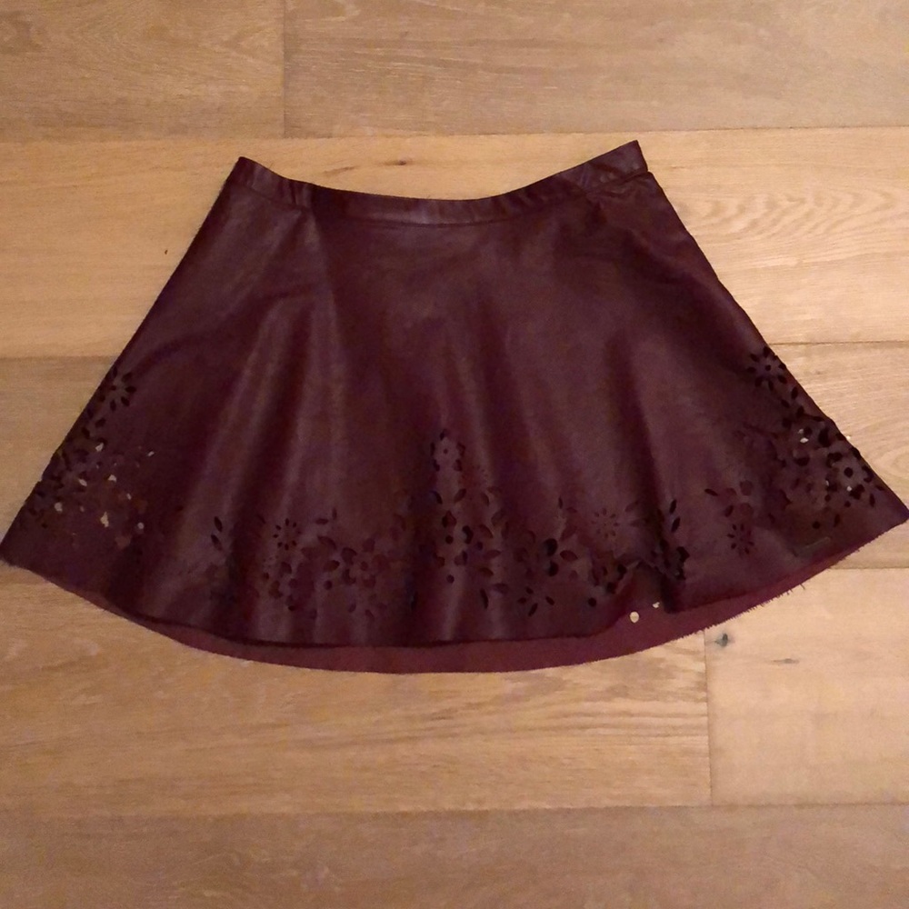A&F burgundy vegan leather skirt